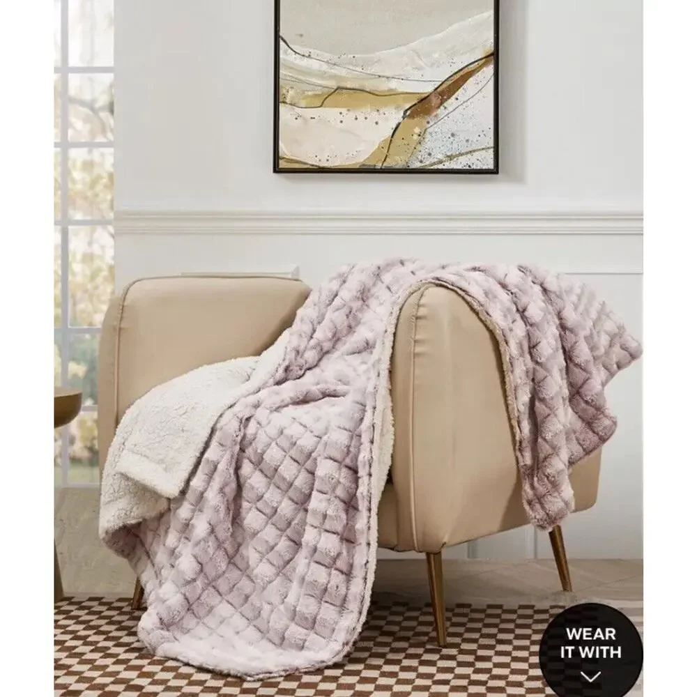 Royal Luxe Reversible Micromink to Faux-Sherpa Tie-Dye Throw, 50